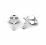 Cross Religious Natural Diamond Stud Earrings