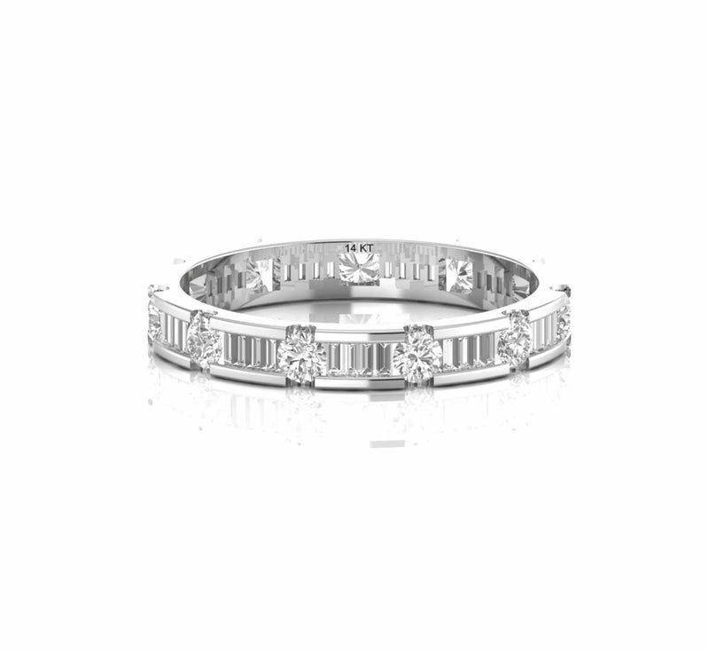 1.72 Carat Baguette and Round Natural Diamond Wedding Band