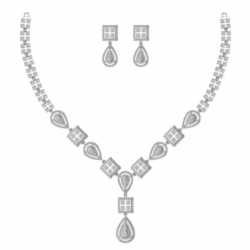 10.73 Carat Natural Diamond Charm Necklace With Earrings