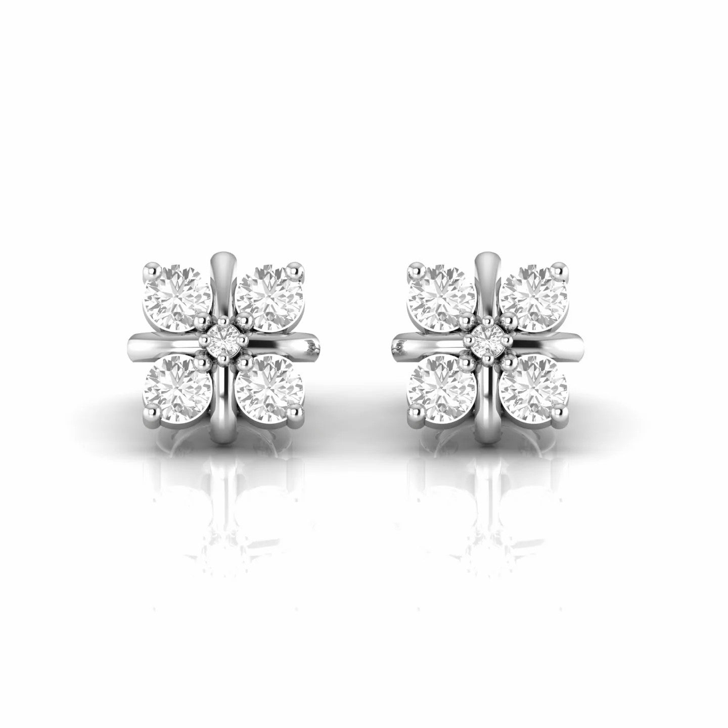 0.89 Carat Natural Diamond Stud Floral Earrings