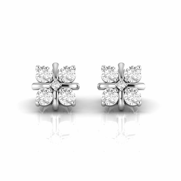 0.89 Carat Natural Diamond Stud Floral Earrings