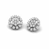 3.89 Carat Natural Diamond Cluster Stud Earrings