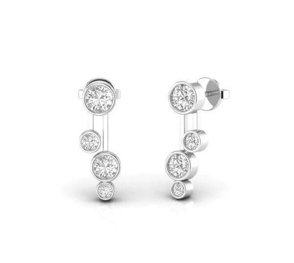 0.97 Carat Bezel Set Natural Diamond Drop Earrings