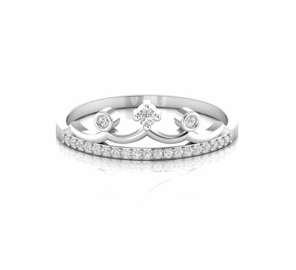 0.15 Carat Crown Style Natural Diamond Vintage Dainty Ring