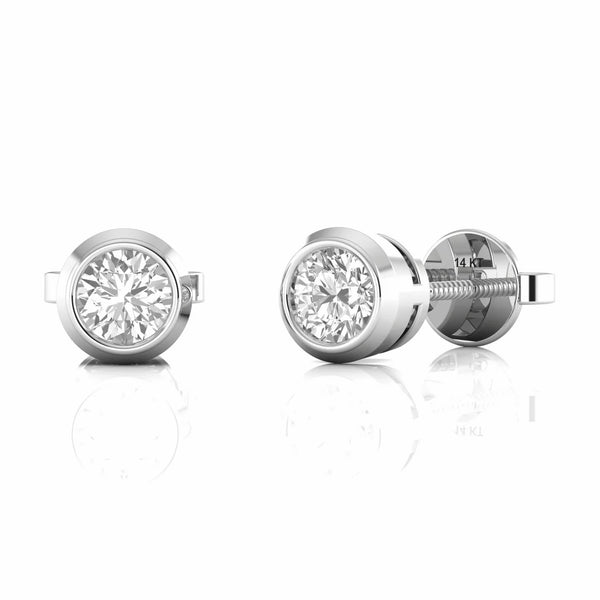 0.44 Carat Bezel Set Natural Diamond Stud Earrings