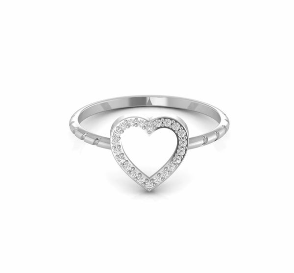 0.11 Carat Round Natural Diamond Minimalist Heart Ring