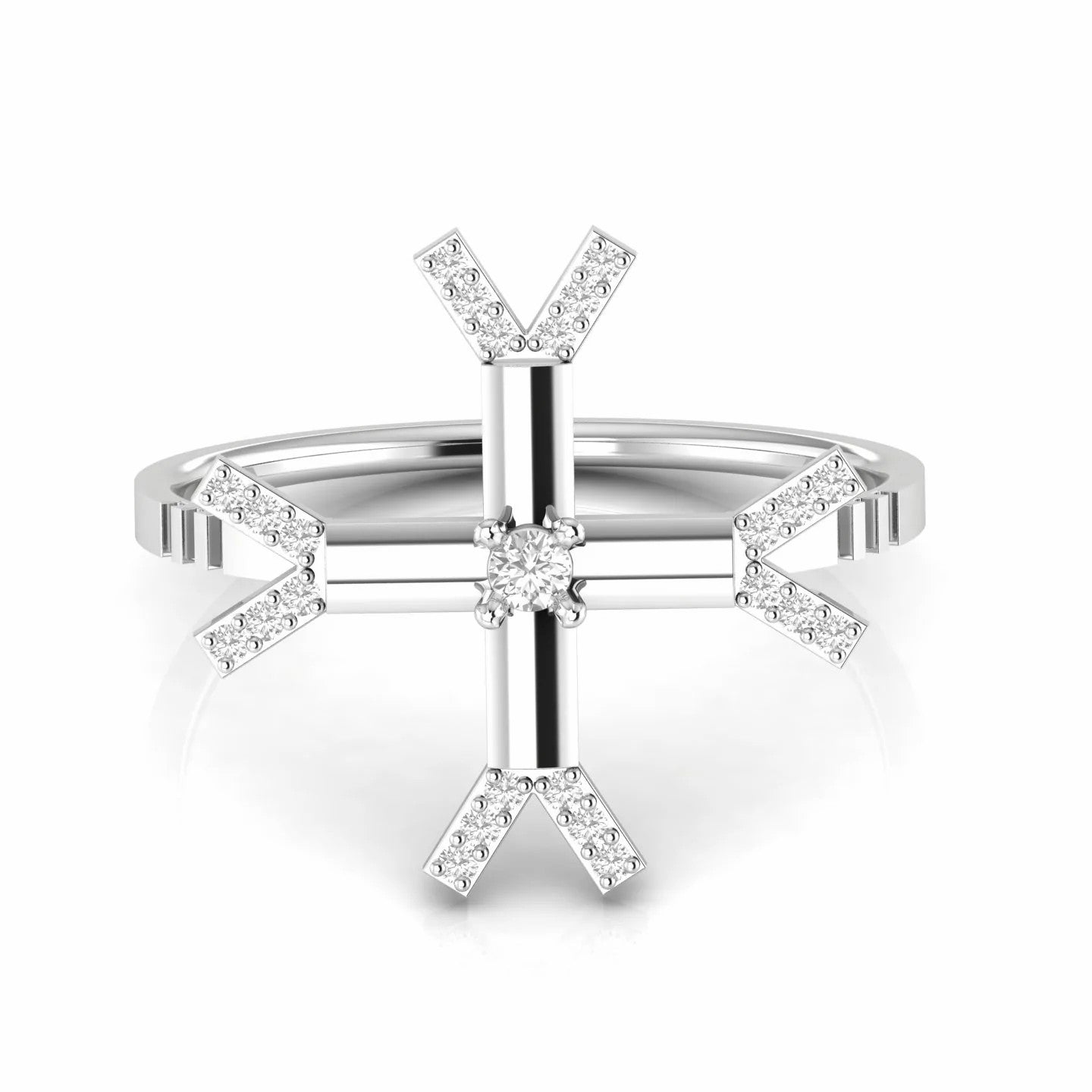 0.15 Carat Cross Round Natural Diamond Symbolic Ring