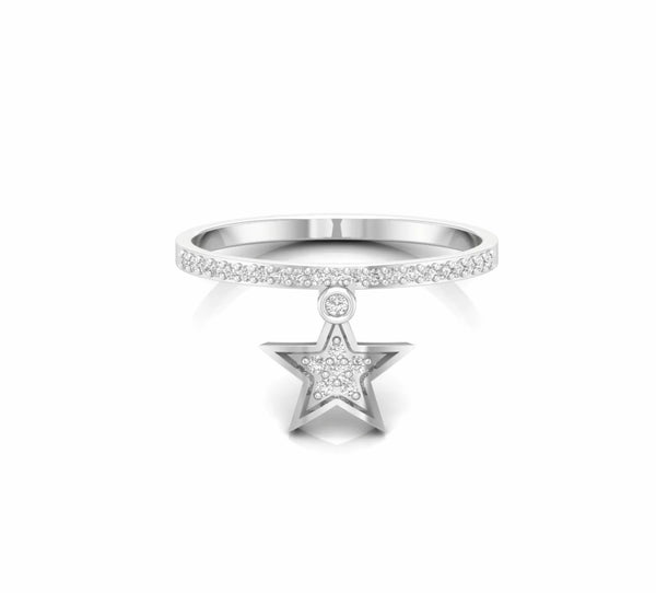 0.15 Carat Hanging Star Natural Diamond Wedding Ring