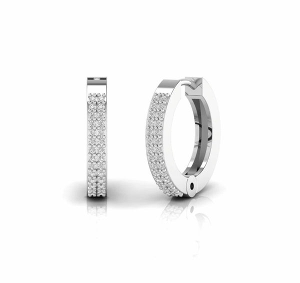 0.25 Carat Two Line Natural Diamond Huggie Earrings