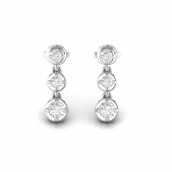 0.80 Carat Round Natural Diamond Dangling Earrings