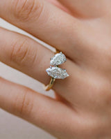 2.6 Carats Natural Marquise and Pear Diamond 14K Gold Ring