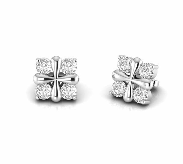 1.27 Carat Round Natural Diamond Floral Stud Earrings