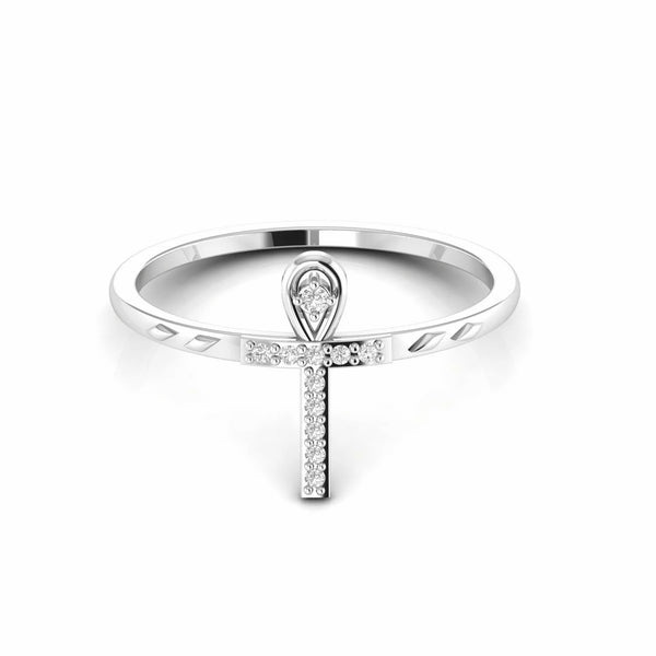 Cross Religious Natural Diamond Dainty Ring