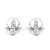 Baguette and Round Natural Diamond Dainty Stud Earrings