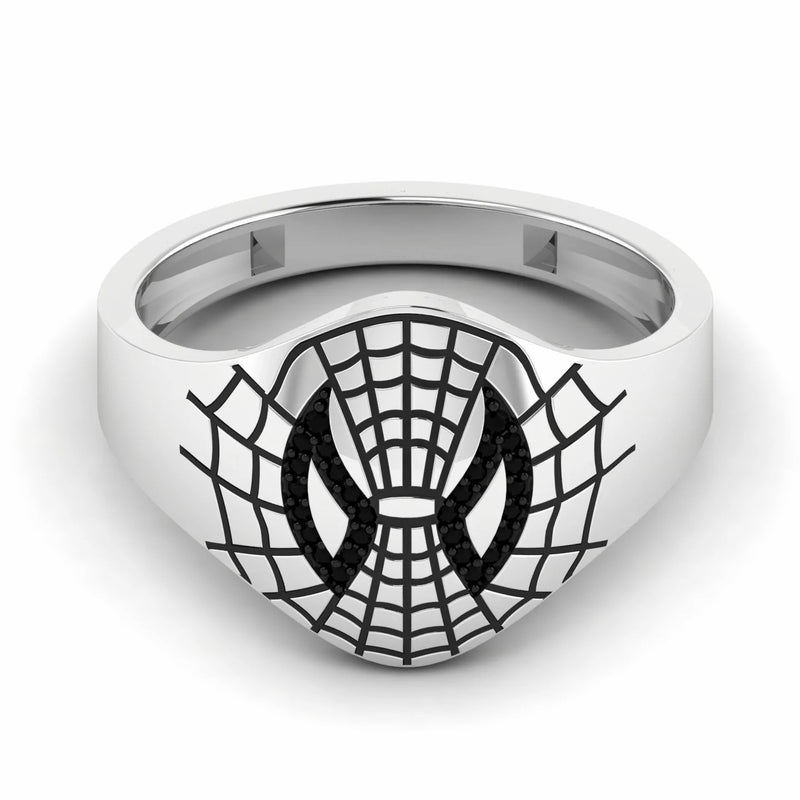 Black Natural Diamond Spider Face Hip Hop Ring