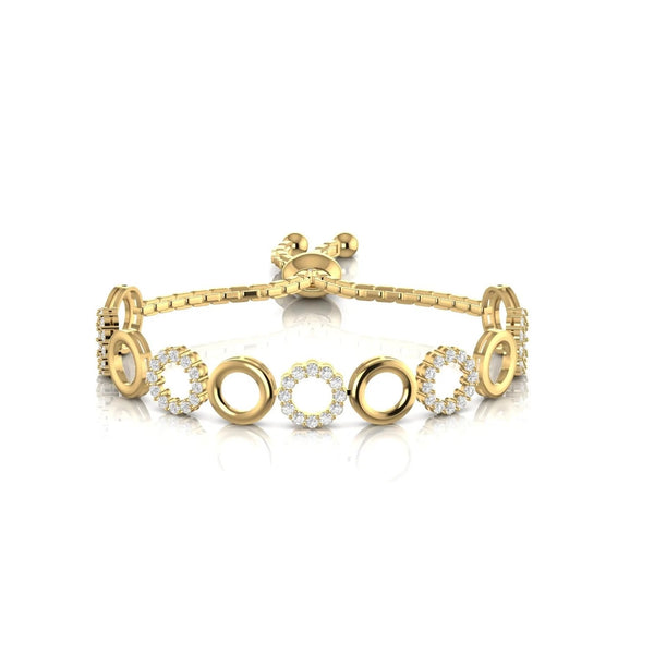 2.10 Carat Natural Diamond Circle Link Adjustable Bracelet