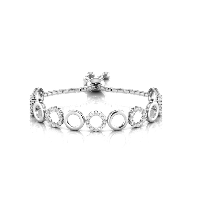 2.10 Carat Natural Diamond Circle Link Adjustable Bracelet