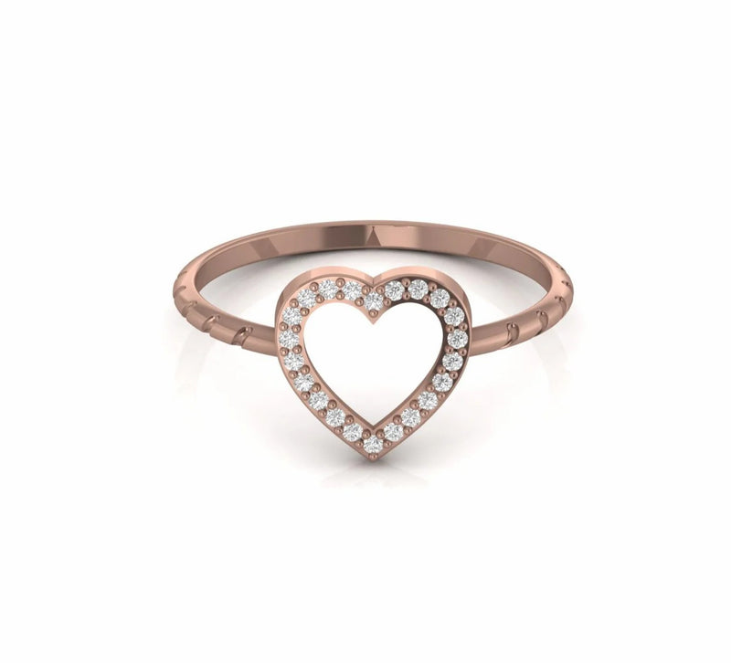 0.11 Carat Round Natural Diamond Minimalist Heart Ring