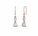 0.58 Carat Natural Diamond Bezel Set Dangling Earrings