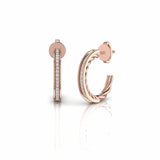 Round Natural Diamond Elegant Open Huggie Earrings