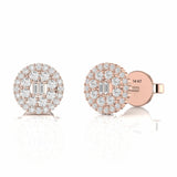 0.42 Carat Baguette and Round Natural Diamond Stud Earrings