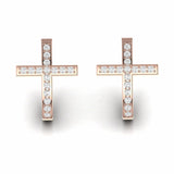 0.57 Carat Cross Religions Natural Diamond Huggie Earrings