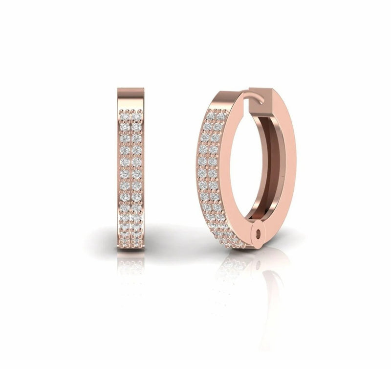 0.25 Carat Two Line Natural Diamond Huggie Earrings