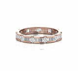 1.72 Carat Baguette and Round Natural Diamond Wedding Band