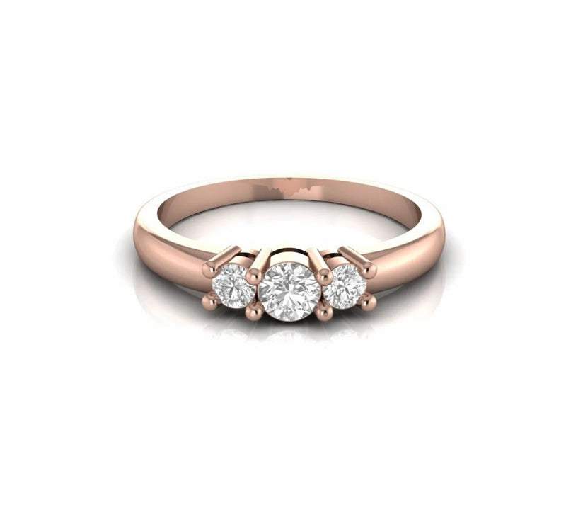 0.44 Carat Three Stone Round Natural Diamond Ring