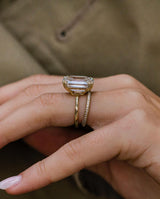 11.5 Carats Center Emerald Cut Natural Diamond 14K Gold Ring