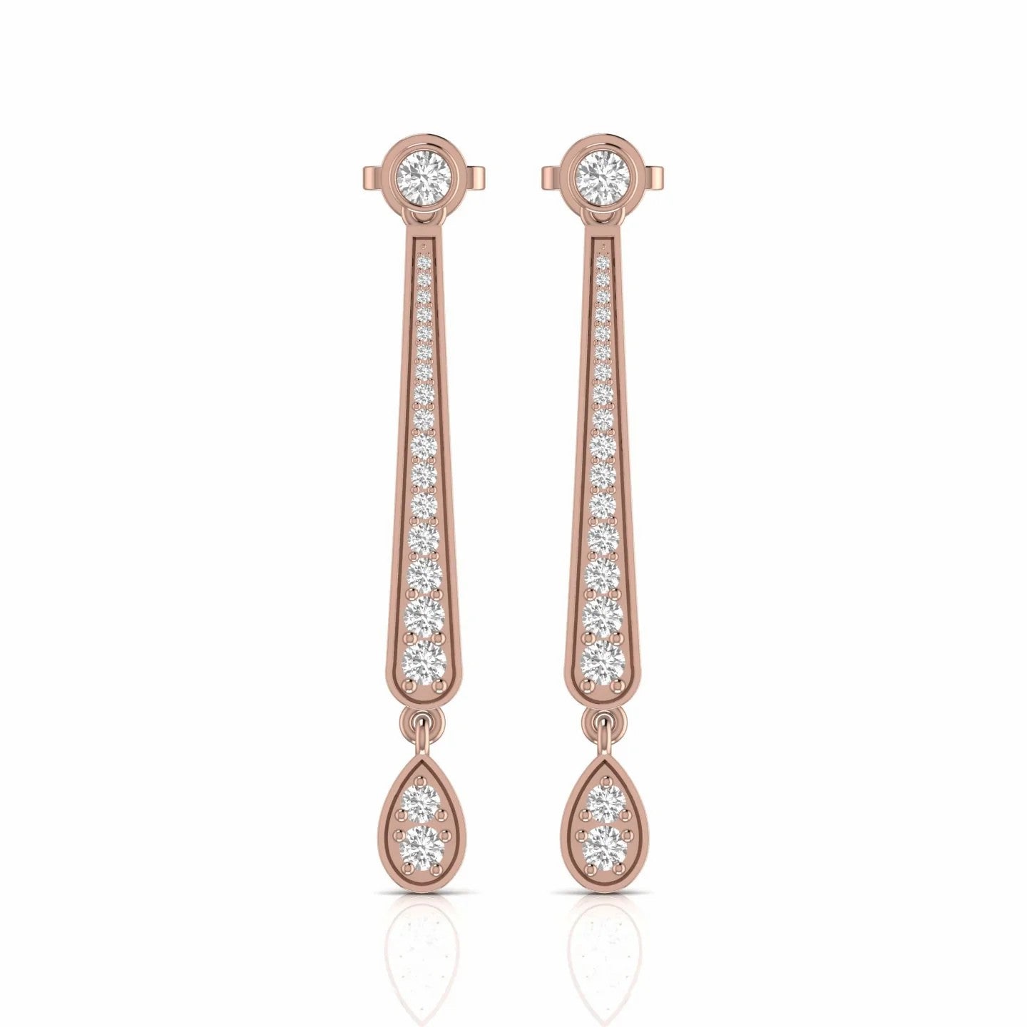 0.98 Carat Round Natural Diamond Drop Earrings