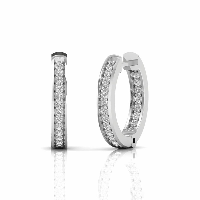 0.25 Carat Inside Outside Natural Diamond Hoop Earrings