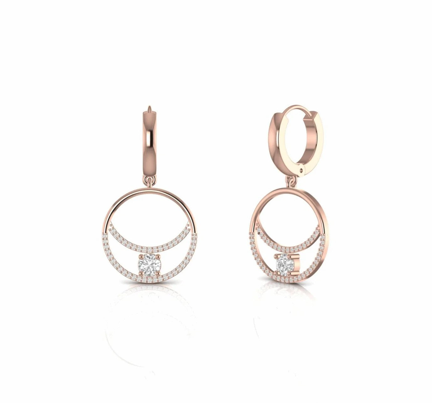 0.84 Carat Round Natural Diamond Dangling Earrings