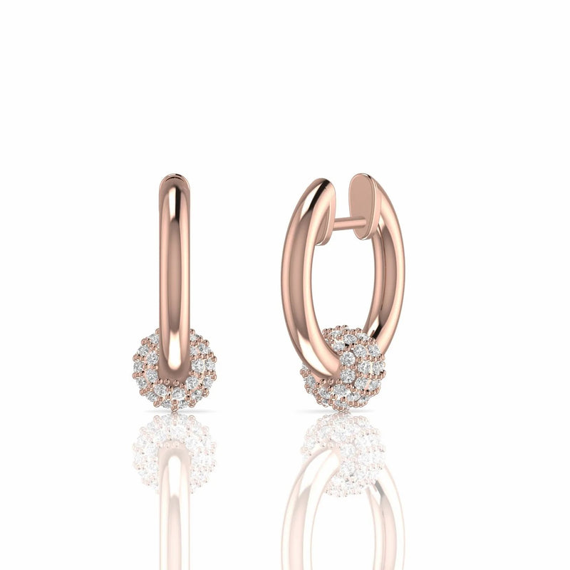 0.57 Carat Round Natural Diamond Huggie Earrings