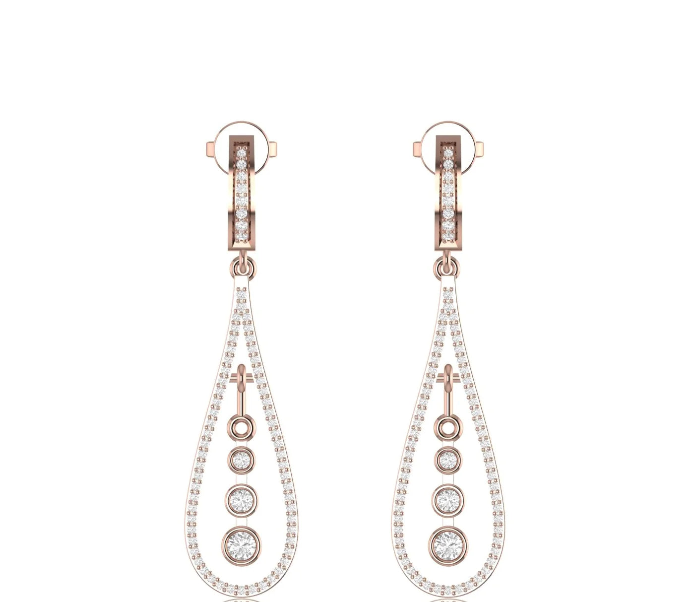 0.84 Carat Round Natural Diamond Dangling Earrings