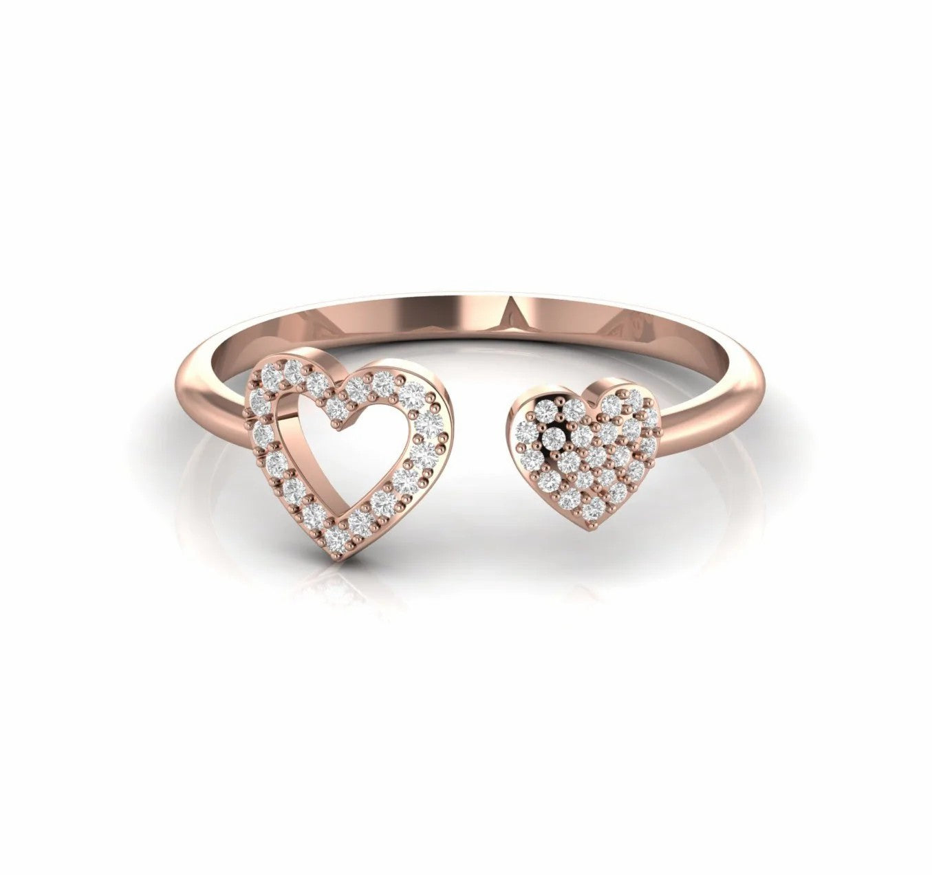 0.18 Carat Cluster Natural Diamond Heart Open Ring