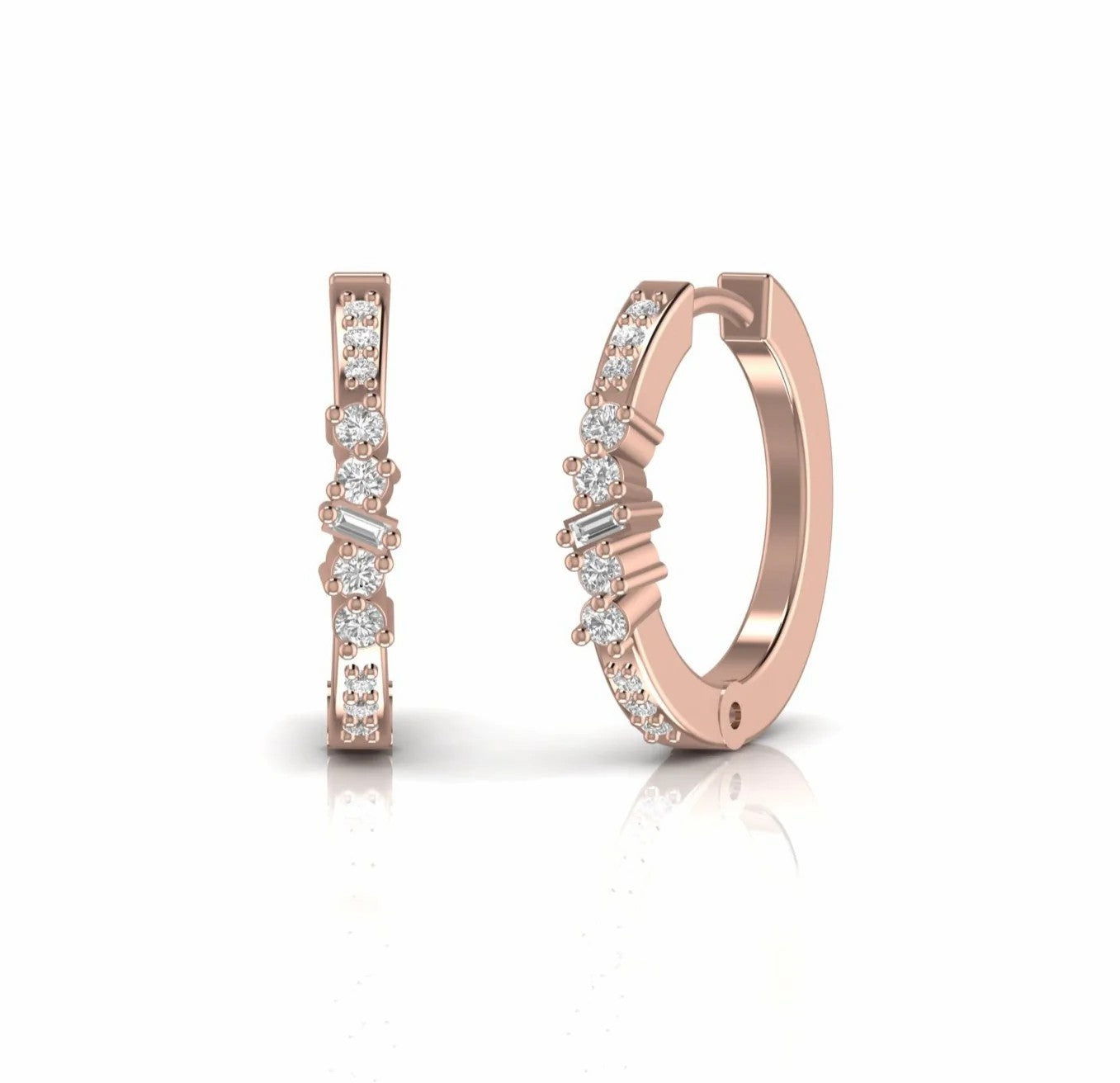0.22 Carat Natural Diamond Designer Hoop Earrings