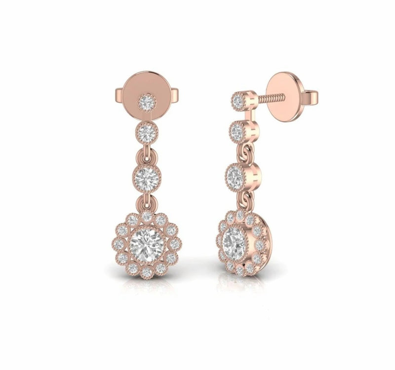 0.61 Carat Designer Drop Natural Diamond Earrings