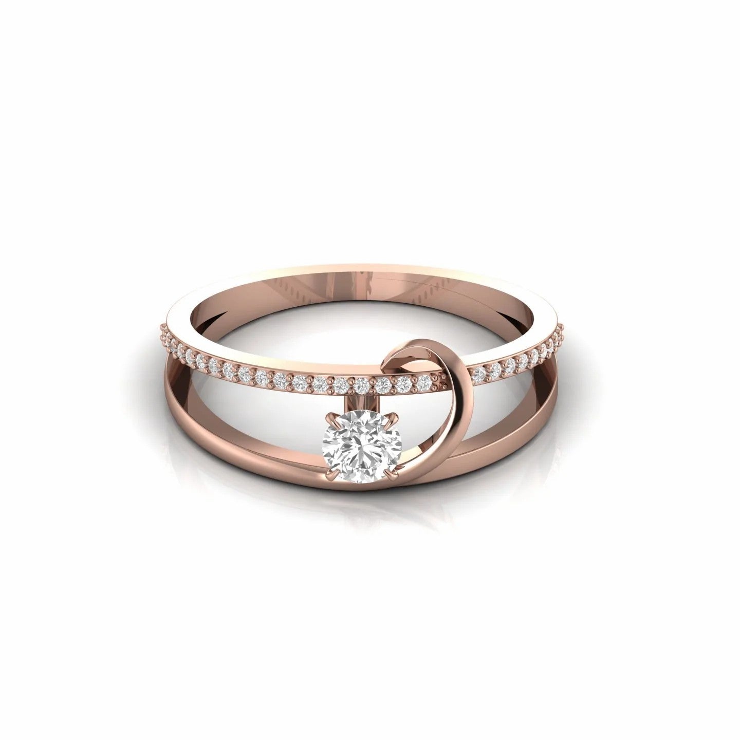 0.34 Carat Split Shank Natural Diamond Vintage Engagement Ring
