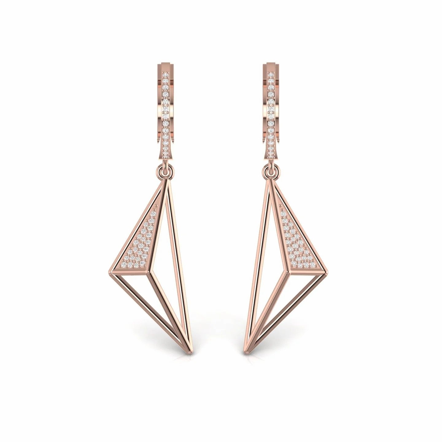 0.32 Carat Round Natural Diamond Dangling Earrings