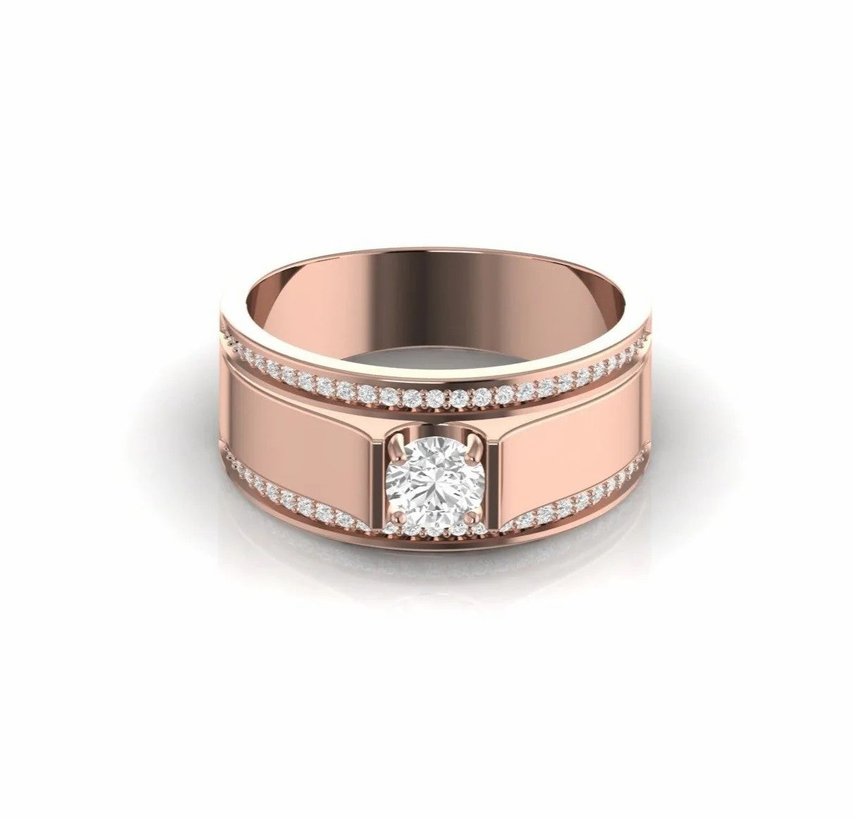 0.79 Carat Round Natural Diamond Designer Engagement Ring For Men