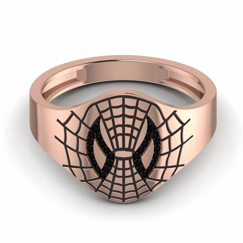 Black Natural Diamond Spider Face Hip Hop Ring