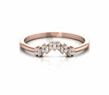 0.16 Carat Baguette and Round Natural Diamond Curved Ring