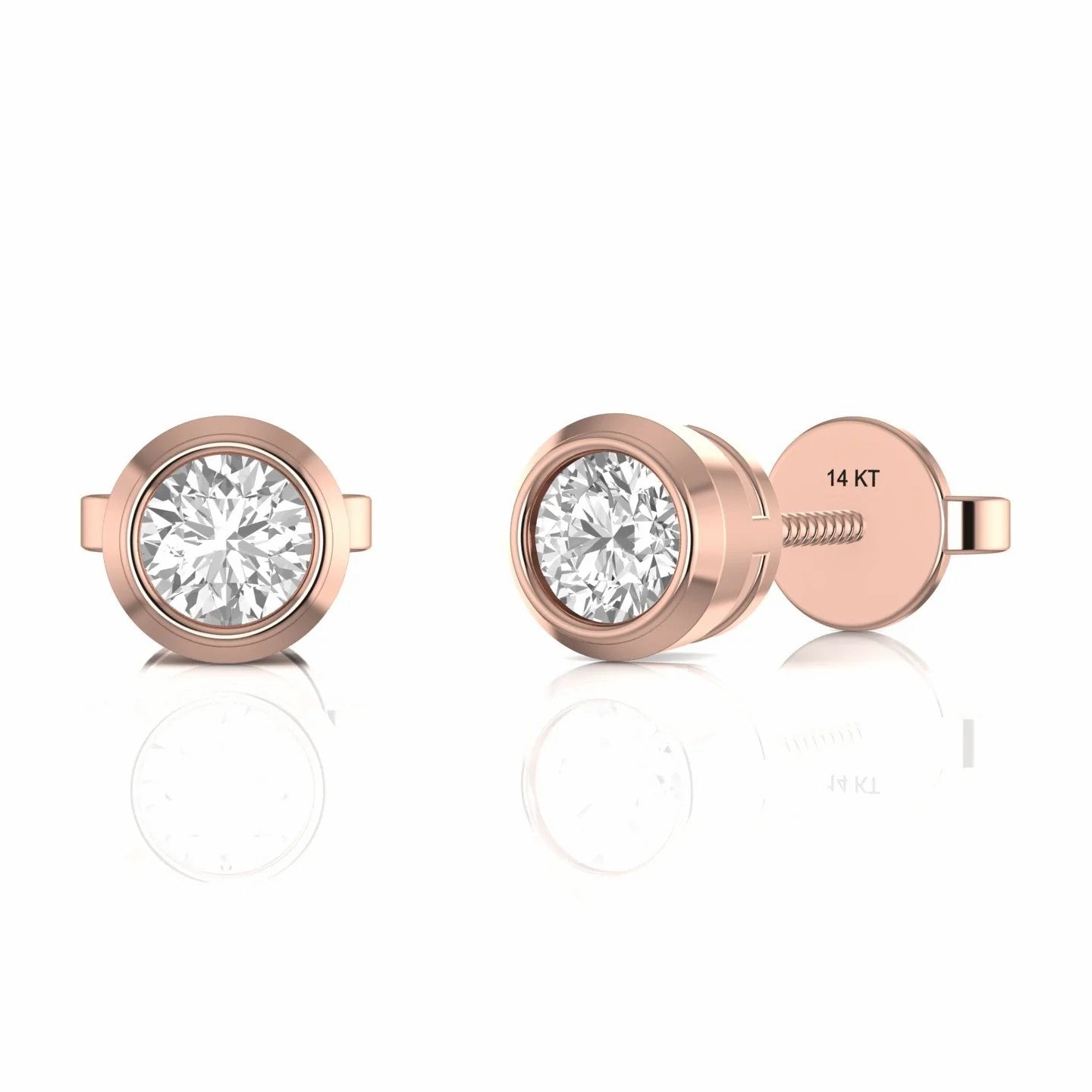 0.44 Carat Bezel Set Natural Diamond Stud Earrings