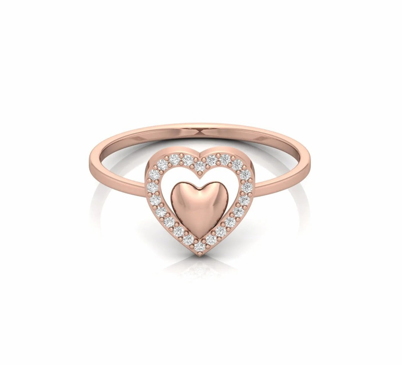 Double Heart Natural Diamond Minimalist Wedding Ring