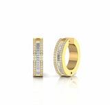 Baguette and Round Natural Diamond Huggie Earrings