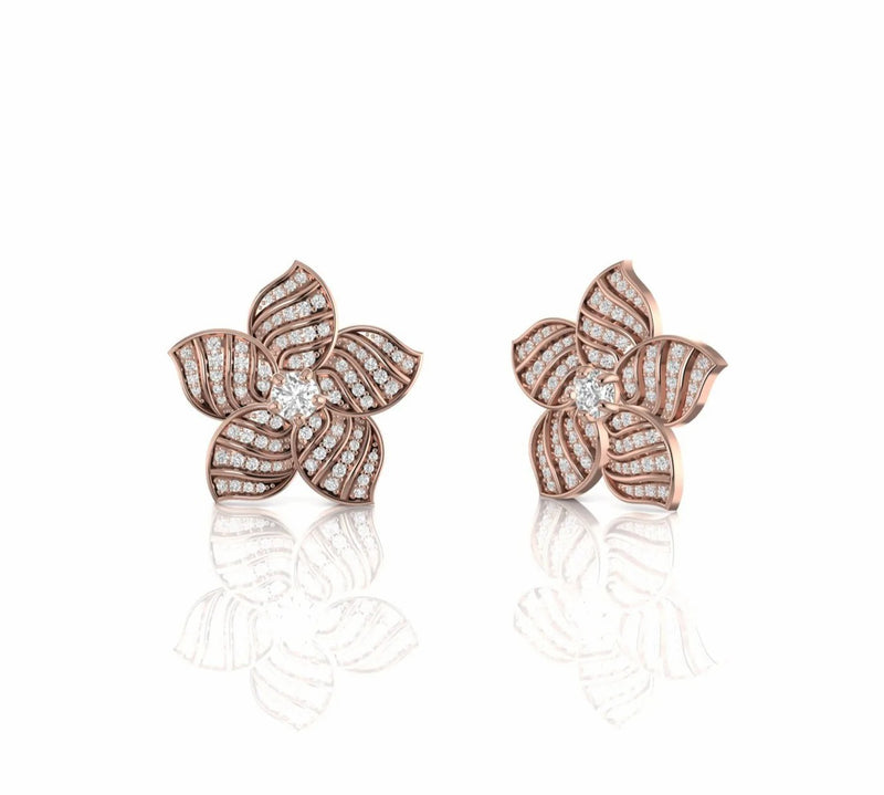 1.30 Carat Natural Diamond Floral Stud Earrings