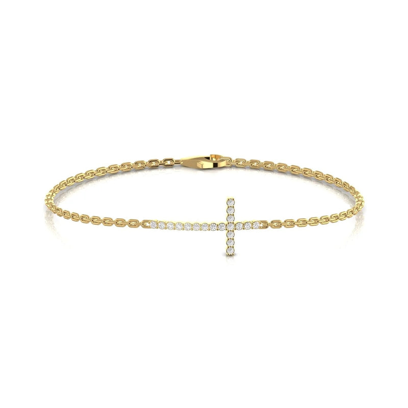 Cross Religious 0.23 Carat Natural Diamond Dainty Bracelet