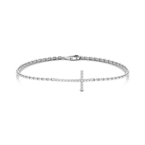 Cross Religious 0.23 Carat Natural Diamond Dainty Bracelet