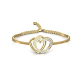 Double Heart 0.42 Carat Natural Diamond Adjustable Bracelet